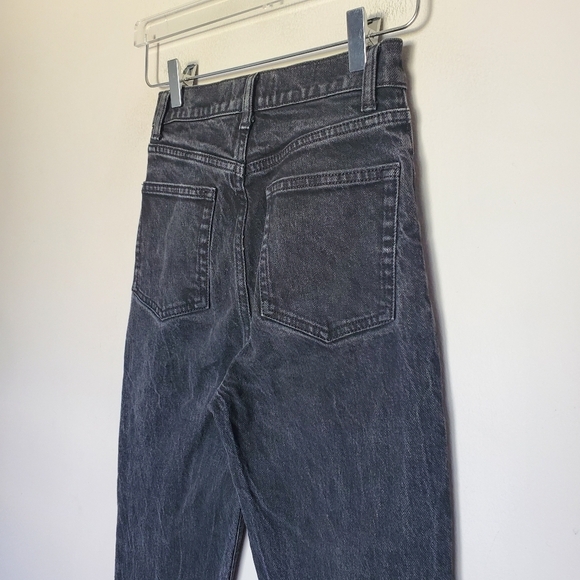 Reformation High Rise Slim Straight Leg Faded Black Organic Cotton Jeans 24 - Picture 5 of 13